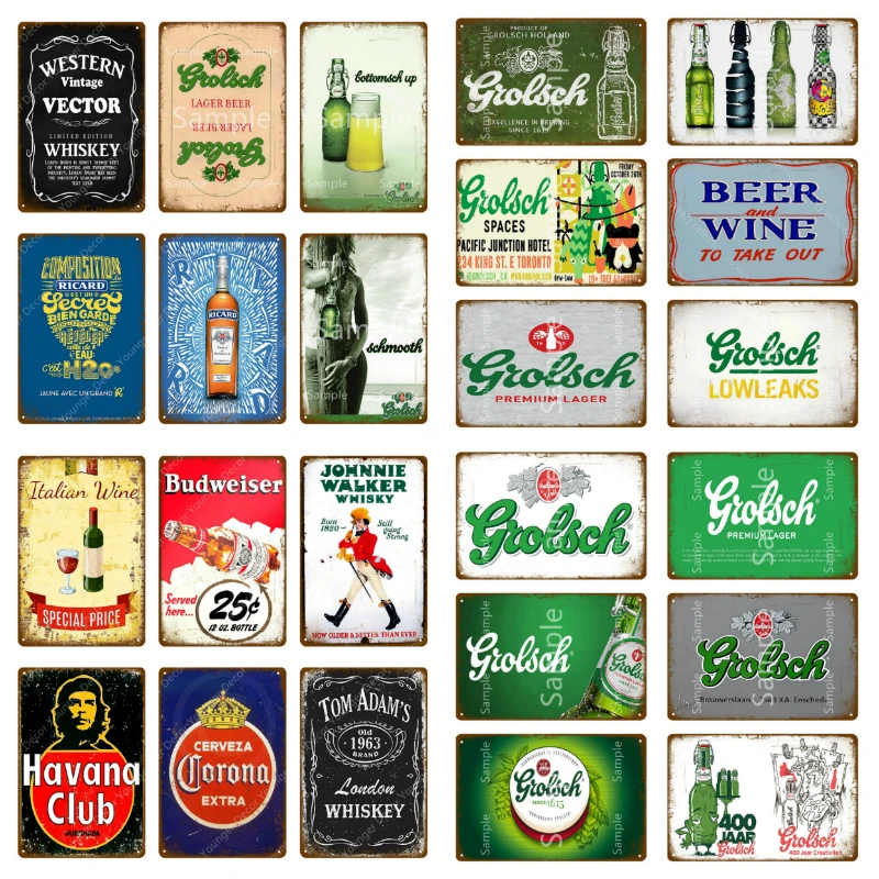 Итальянские винные металлические знаки Grolsch Lager пивной постер настенная живопись