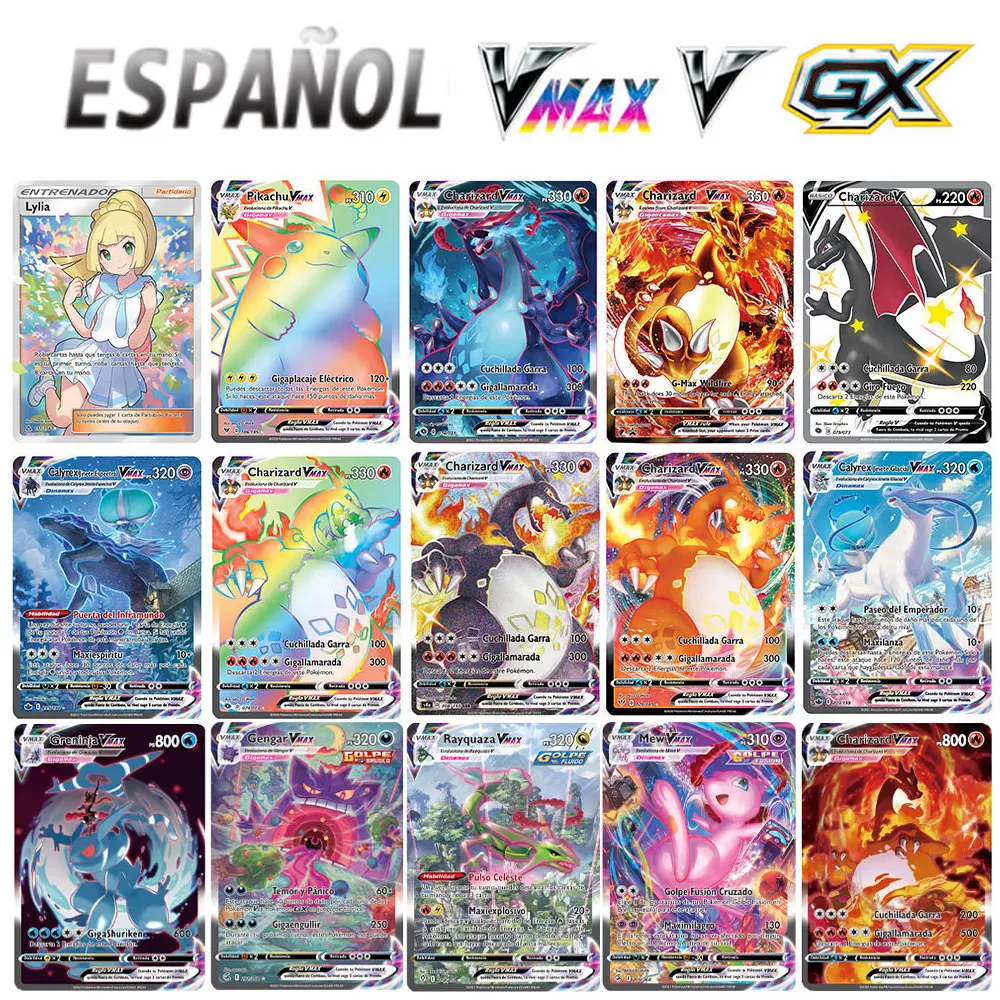 

Голографические игральные карты, 30-300 карт Pokemon в Испании, команда GX VMAX Trainer Energy, игра Castellano Español, детская игрушка