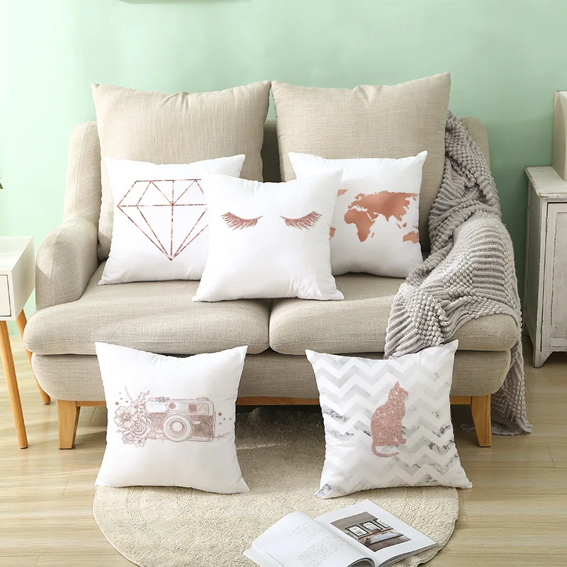 

Ins Style Pillowcase Pink Gold Sofa Cushion Lumbar Pillow Sexy Lips Animal Pattern Printing Simple and Refreshing Pillowcase