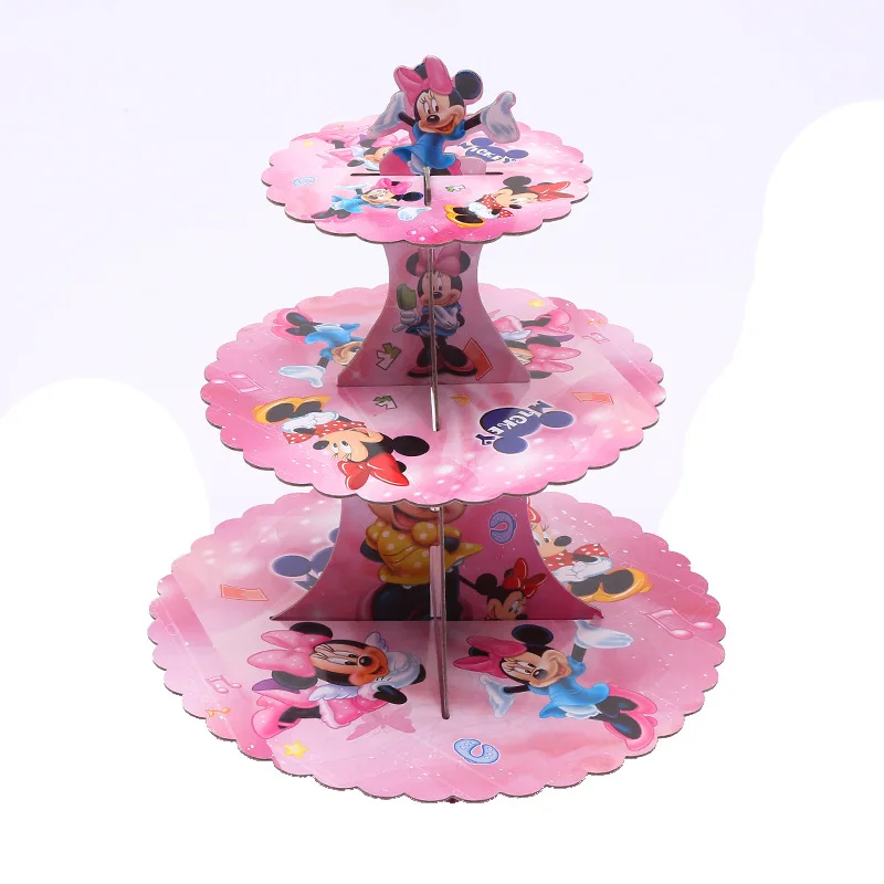 Cake Stand 1Pcs Минни Маус День Рождения украшения поставки бумажные тарелки чашки салфетки баннер Pinata соломы одноразовые посуда для душа ребенка - Цвет: Cake Stand 1Pcs