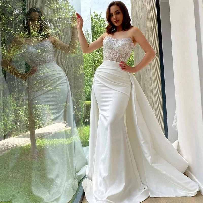 

Сексуальные свадебные платья, модель 2021 года, юбка-годе, со съемным шлейфом, сердечком, свадебное вечернее платье, искусственное пятно