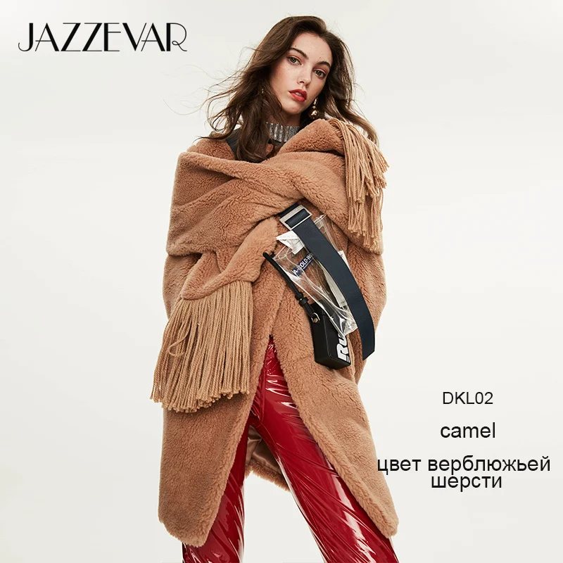camel colorDKL02 JAZZEVAR Зимнее новое поступление пальто с мехом женская одежда высокое качество средней длины теплое зимнее пальто K9064 - Цвет: camel colorDKL02
