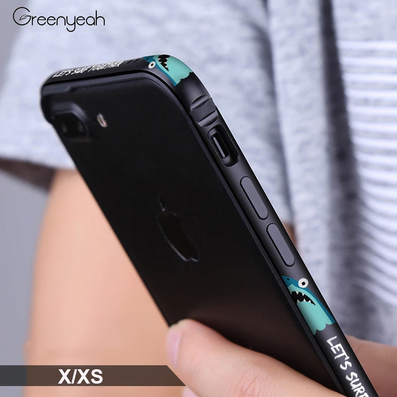 Чехол бампер для iPhone X с мультяшным рисунком ударопрочный чехол алюминиевой