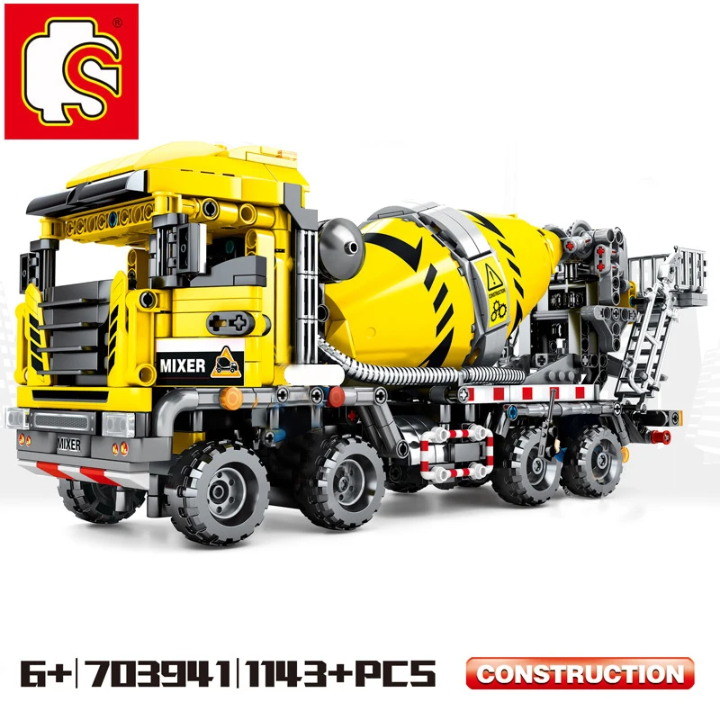 

Городской автомобиль sembo, бетонный грузовик, высокотехнологичный кран-Баггер, строительная модель Moc, строительные блоки, игрушка
