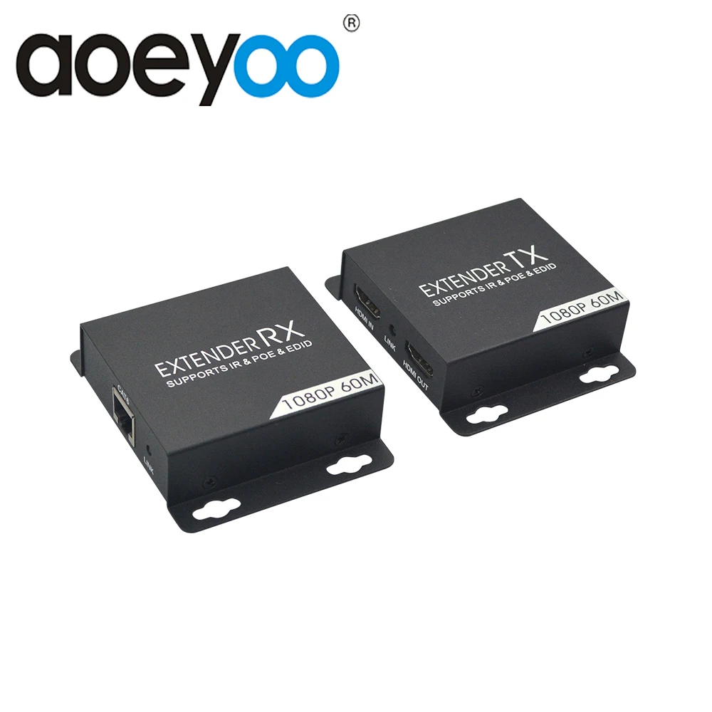 

AOEYOO HDMI Extender 50M with HDMI Loop Out&IR Amplifier POC Over Ethernet Cat6/7 Lossless HDMI Transmitter and Receiver