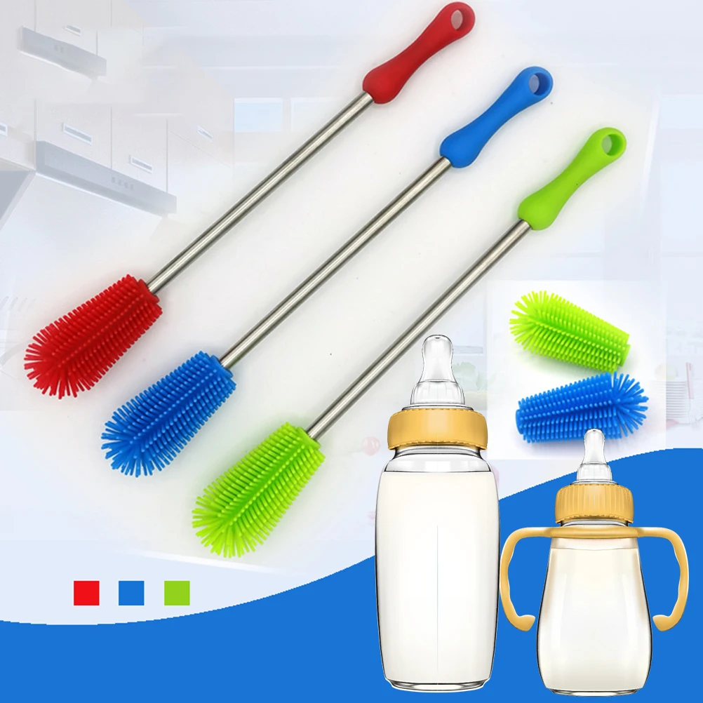

Прочная силиконовая щетка для чистки бутылок с длинной ручкой, щетка для чистки детских бутылок, щетка для чистки бутылок с водой