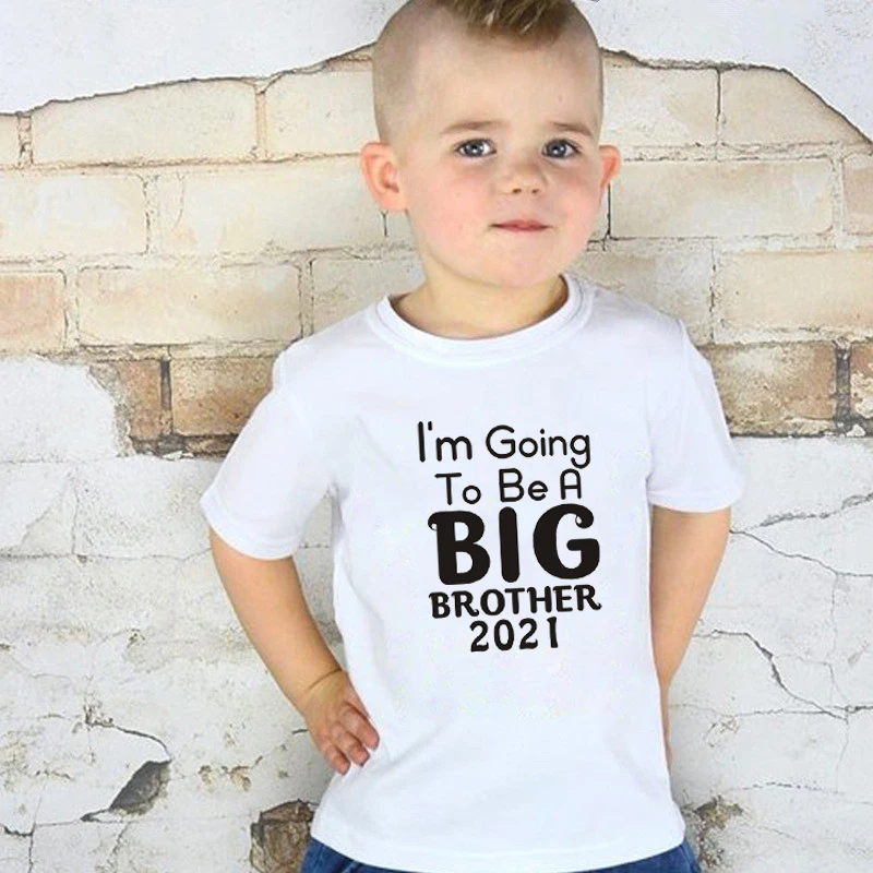 

Summer Infant Toddler Baby Boys Short Sleeve T Shirt I'm Going To Be A Big Brother 2021 Tee Tops Clothes White Casual Tshirt