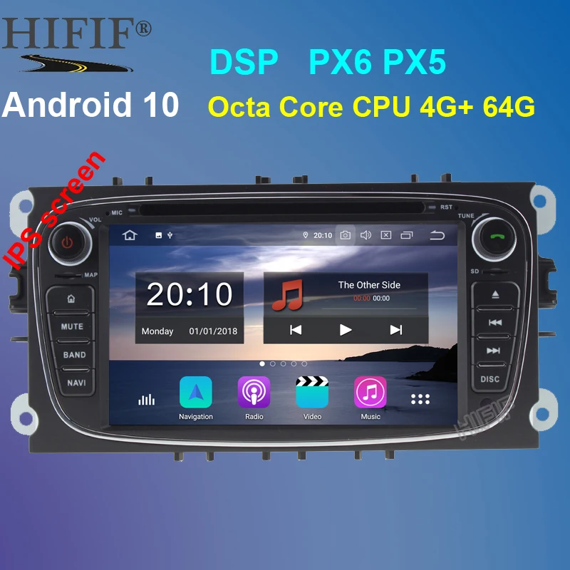 8 ядерный автомобильный DVD плеер 2 Din 7 дюймов Android 10 для Ford Mondeo/Focus GPS навигация Carplay