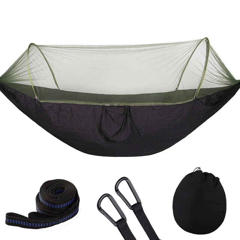 

2021 Camping Hammock with Mosquito Net Pop-Up Light Portable Outdoor Parachute Hammocks Swing Sleeping Hammock Camping Stuff