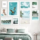 Постеры и принты в скандинавском стиле с изображением моря, пляжа, ананаса, девушки, бассейна, настенная живопись на холсте, настенные картины для декора гостиной