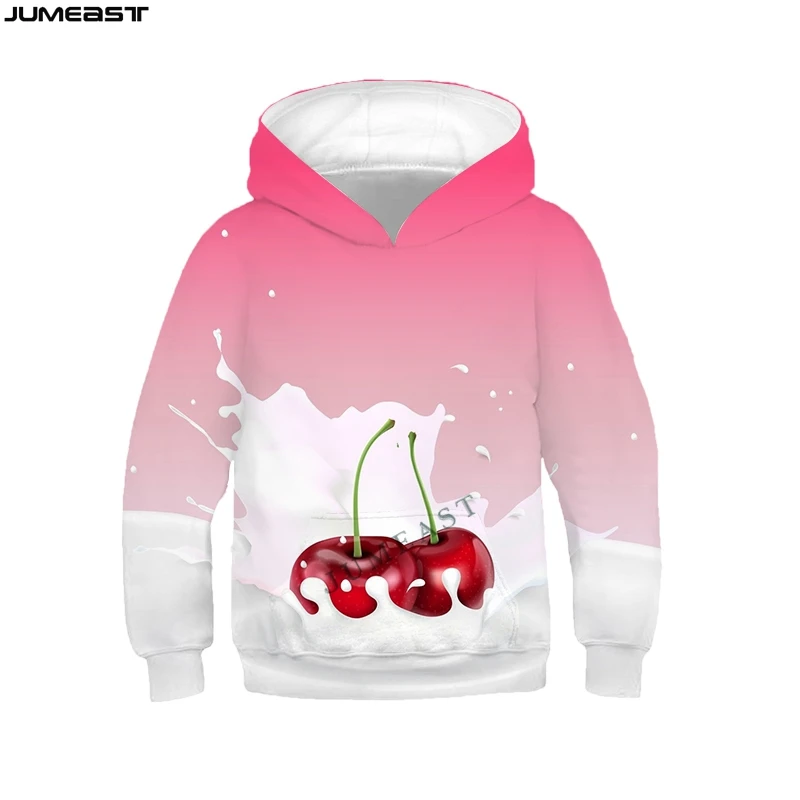 

Jumeast Brand Men Women 3D Children Sweatshirt Apple Strawberry Lemon Milk Long Sleeve Kids Cap Hoody Sport Pullover Hoodies