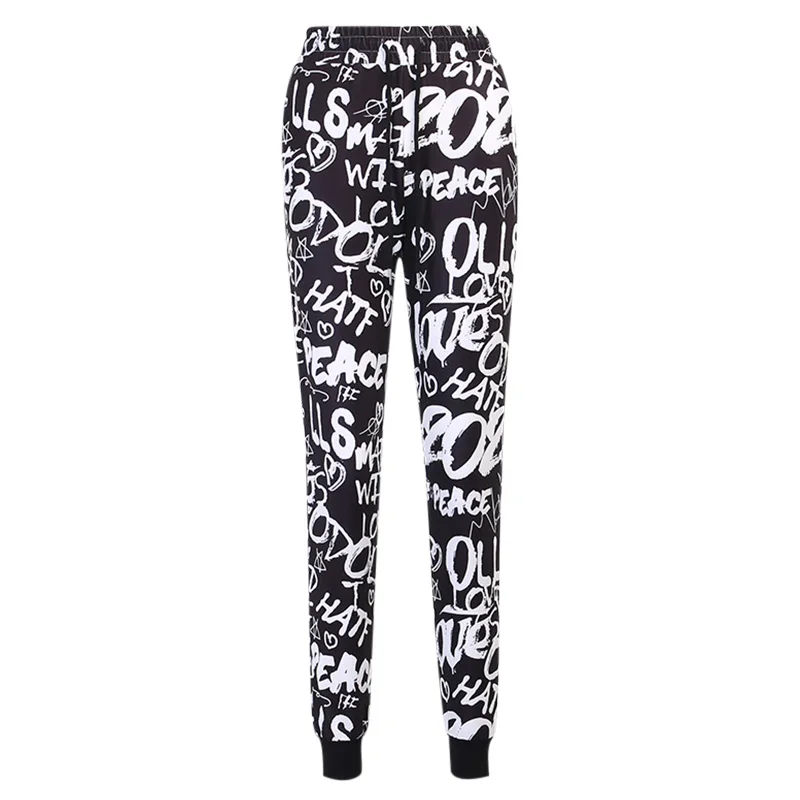 

InsDoit Streetwear Chic Letter Print Pants Gothic Slim Sexy High Waist Harem Pants Harajuku Casual Women Fashion Long Trousers