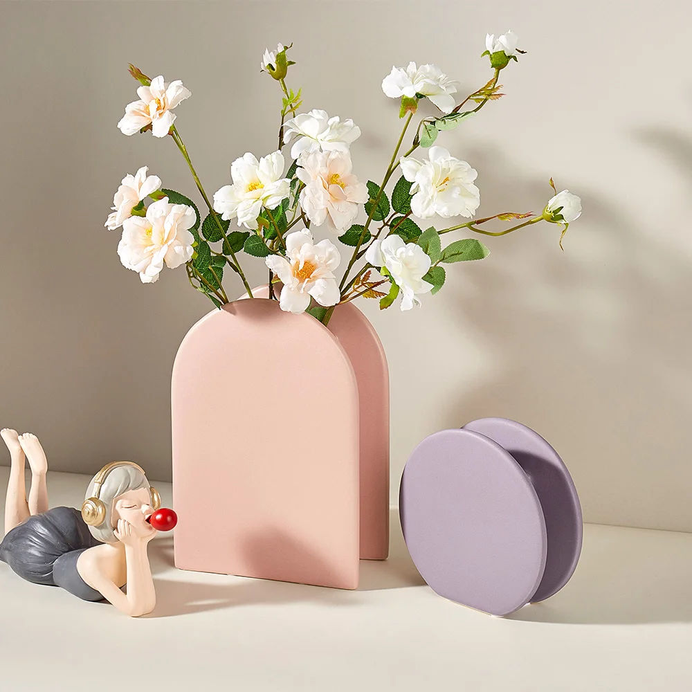 

Nordic Decoration Flower Vase Home Decoration Ceramic Vase Flower Basket for Flowers Plant Pots Tabletop Living Room Decorative