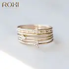 ROXI минимализм треугольные хрустальные золотые кольца для женщин и девочек ювелирные изделия из стерлингового серебра 925 пробы кольца на палец сердца обручальные кольца