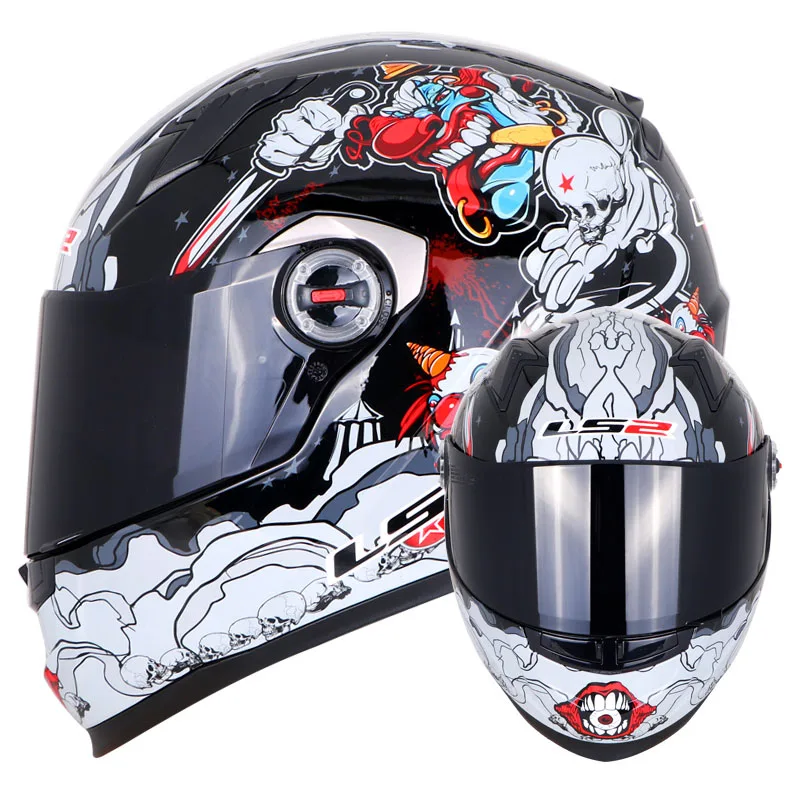 LS2 FF358 полный уход за кожей лица moto rcycle шлем Alex Barros moto cross racing casco moto capacete ls2 ECE утвержден - Цвет: crazy  black visor