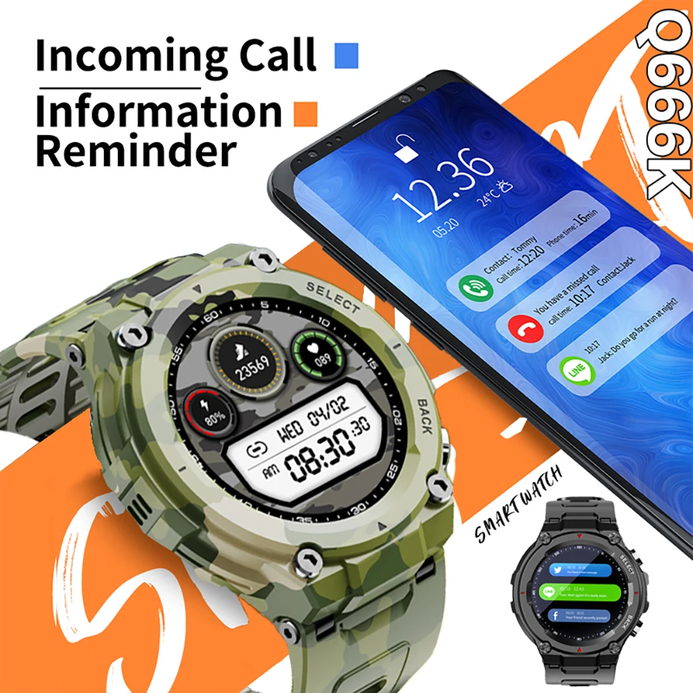 roruite attack2 pro mans smart watch sports monitoring healthy heart rate smartwatch is suitable for android and xiaomi phones free global shipping