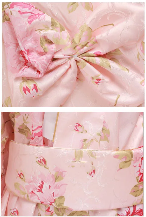 

Japanese Traditional Yukata for Women Retro Florao Sakura Pink Kimono Ceremony Dress for Women Vintage Flower Haori Women