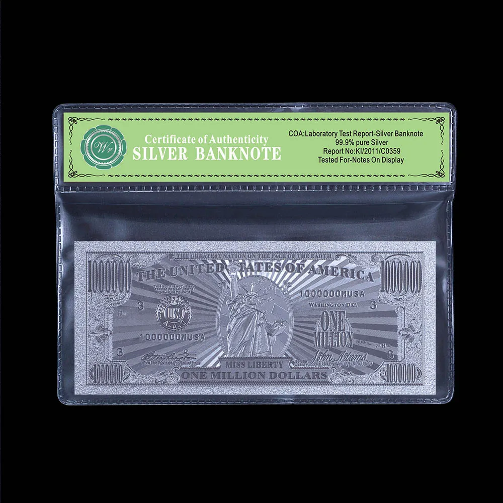 Colored Silver Plated America Banknote New 100 Dollar Bill Currency Fake Money for Collection Gift images - 6