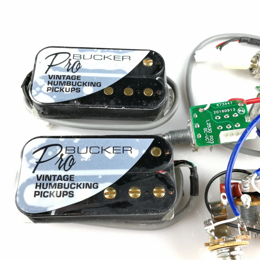 ProBucker-Conjunto de mástil y puente de guitarra eléctrica, pastillas de Humbucker negro con arnés de cableado profesional para EPI, estándar LP, 1 unidad
