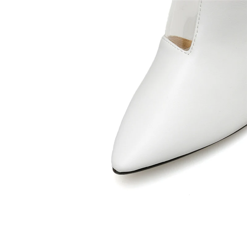 2019 г. Женские белые сапоги прозрачные для стриптиза короткие ботильоны на