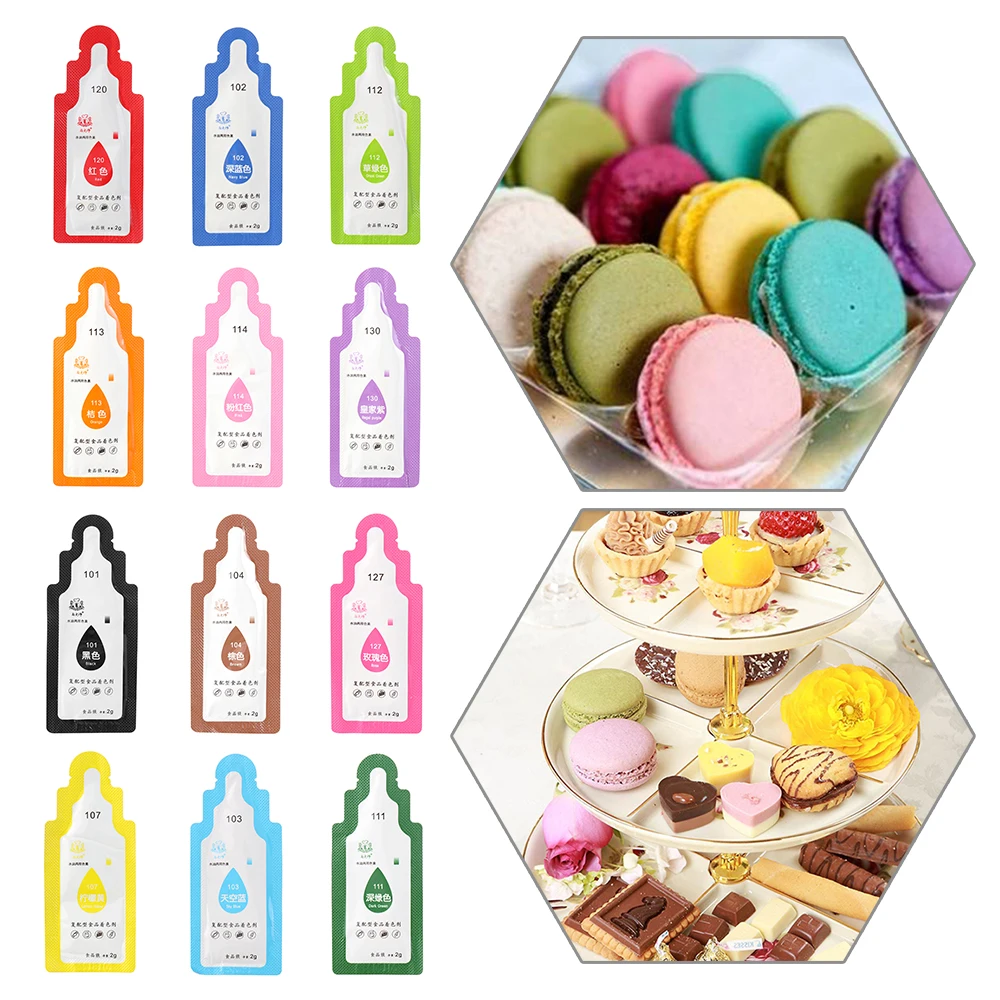 12Pcs/set Edible Color Pigment Macaron Cream Food Coloring Fondant Cake Decorating Baking Pastry Tools For Home Kitchen Dropship | Дом и сад