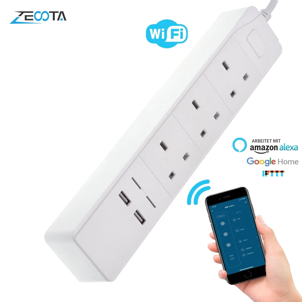 Умная WiFi полоса питания выходы защита от перенапряжения 3 пути штепсельная вилка
