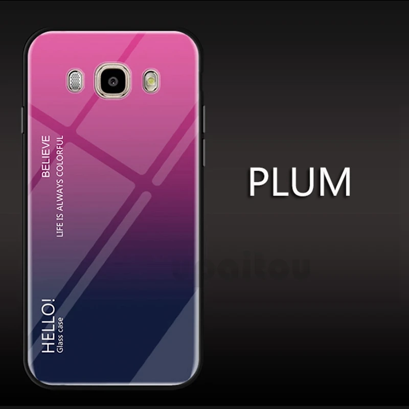 Plum Чехол для samsung Galaxy J1 J5 J7 J2 J3 J4 Pro J6 Prime J8 чехол из мягкого ТПУ с края градиент Стекло Крышка для J120 J510 J710 - Цвет: Plum