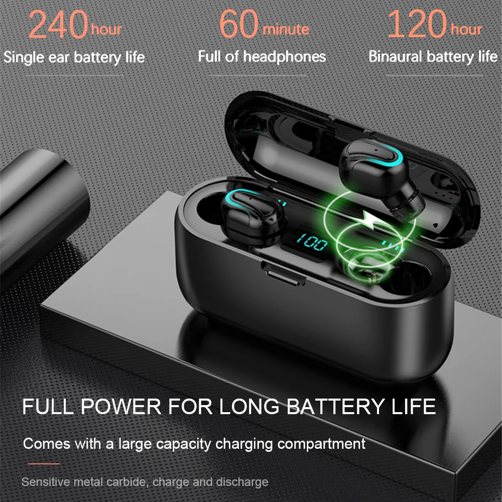 

5.0 Wireless Earphones Set Bluetooth Q32-1 Earbuds With Microphone Waterproof Magnetic 8D Stereo Headset Digital Display