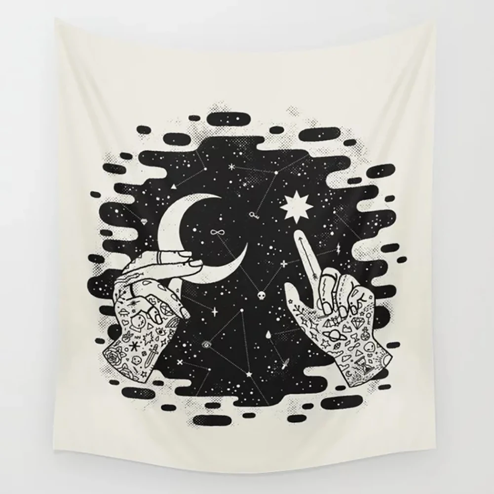 

Tapestry Wall Hanging Moon Phase Magic Hand Tapestries Bedroom Decor Bedspread Throw Cover Sun Moon Wall Decor