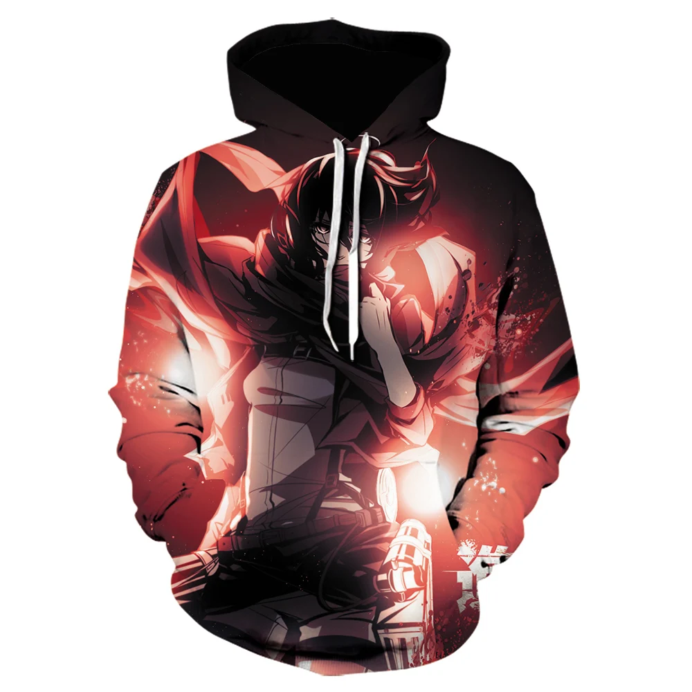 

3D printing Attack on Titan anime Hoodie men's popular new street sports drawstring Hoodie cool hip hop pullover oversized 2021