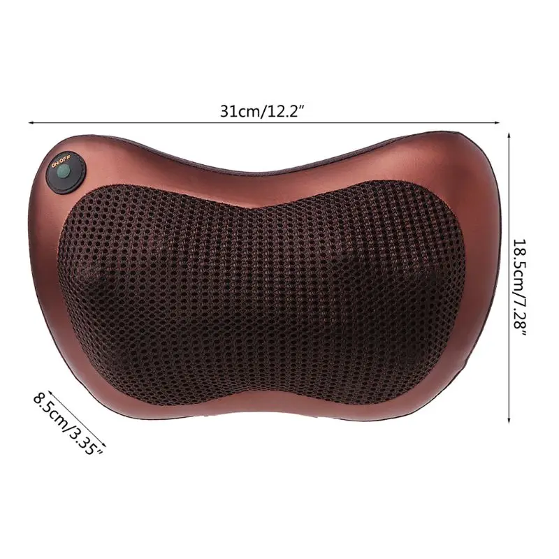 

Electric Massage Pillow Lumbar Neck Back Kneading Shiatsu Massager Cushion Heat for Home Car Use EU/US Plug