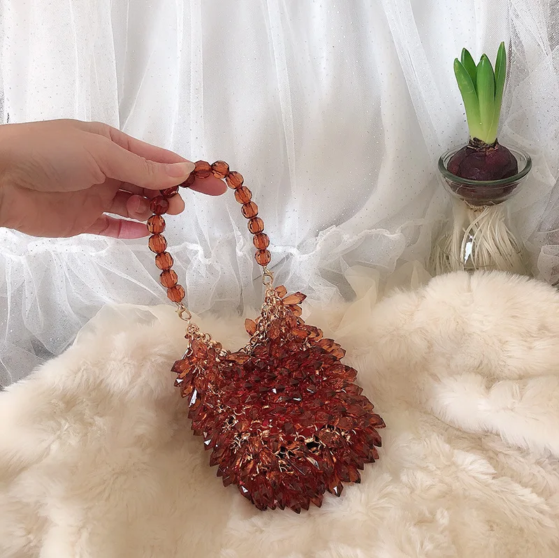 Женская летняя сумка мессенджер ручной работы с бусинами и кристаллами|Сумки