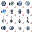 925 серебряные синие сверкающие циркониевые серии снежинки Любовь Сердце Бусины Подходят для оригинальных браслетов Pandora с подвесками женские ювелирные изделия оптовая продажа