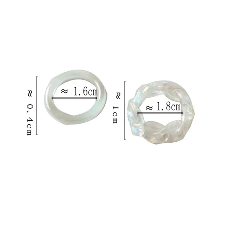 

Ins Style 2Pcs/set Resin Rings Women Girls Vintage Geometric Round Ring Jewelry Ring Set Simple Chain Design Round Ring