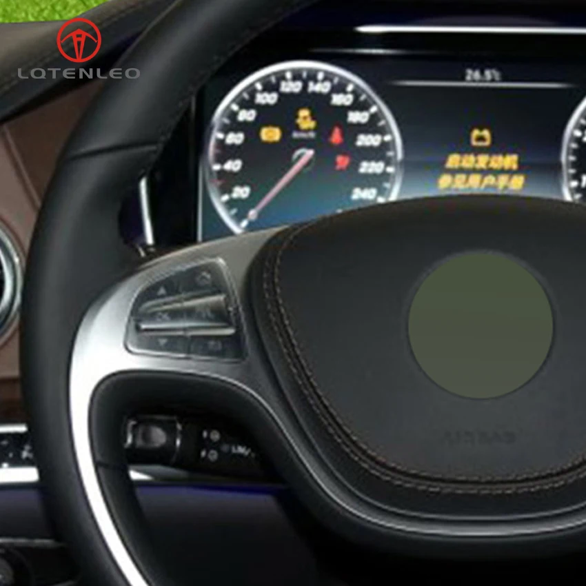 Прошитая вручную черная Автомобильная Оплетка на руль LQTENLEO из натуральной кожи