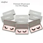 Visofree 100 парлот оптовая продажа 3D норковые ресницы пушистые толстые ресницы для глаз полная полоска для макияжа искусственные накладные ресницы в упаковке оптом