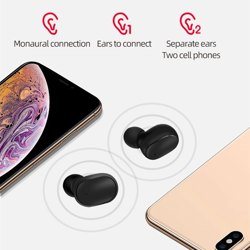 A6S Bluetooth Earphones Wireless Headphone Voice control 5.0 Noise reduction Tap Control For Xiaomi iPhone Huawei | Электроника