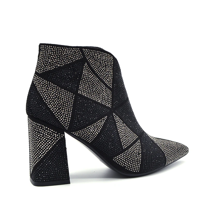 Новинка 2020 модные блестящие женские ботинки Стразы с кристаллами обувь на
