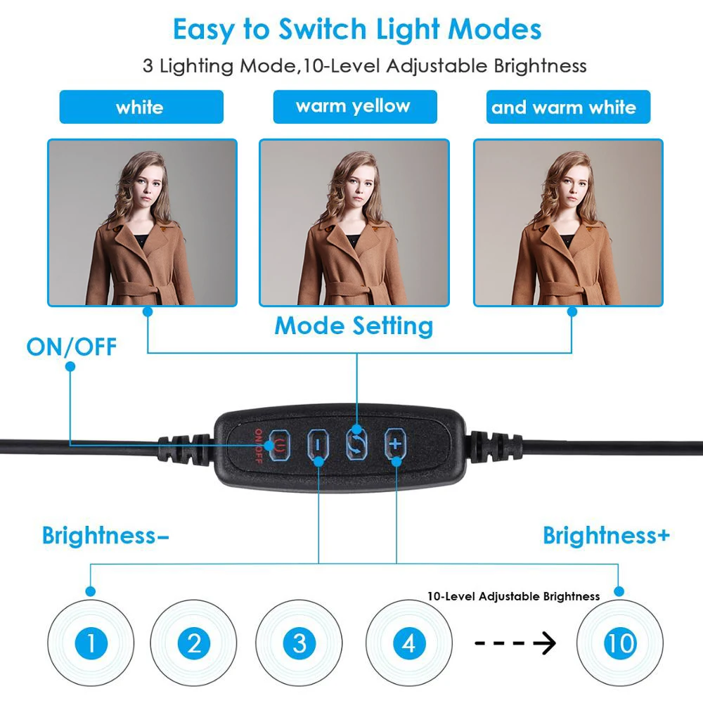 

LED Selfie Ring Light with Selfie Stick 10inch Camera Phone 26CM Ring Lamp With Stand Tripod For Makeup Video Live Studio