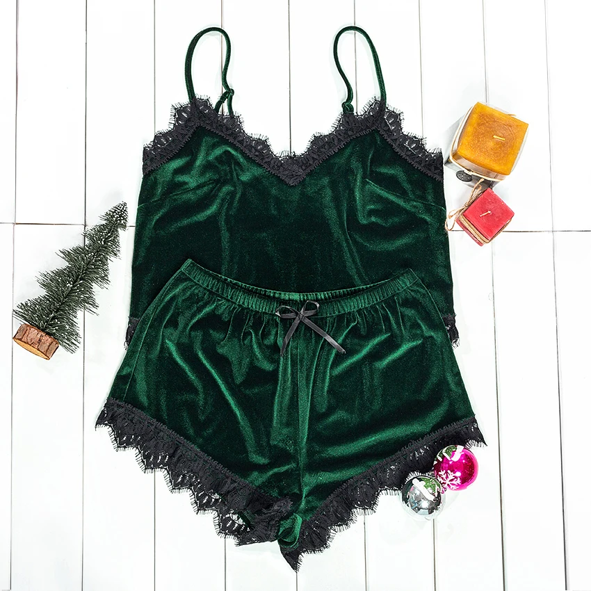 Suphis Рождественская сексуальная пижама Женский бархатный пижамный комплект