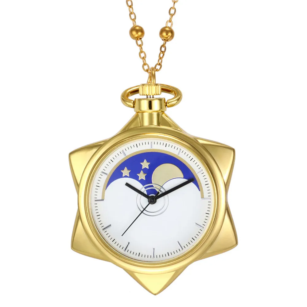 Пятиконечная звезда унисекс модная бронзовая цепочка карманные часы кварцевое