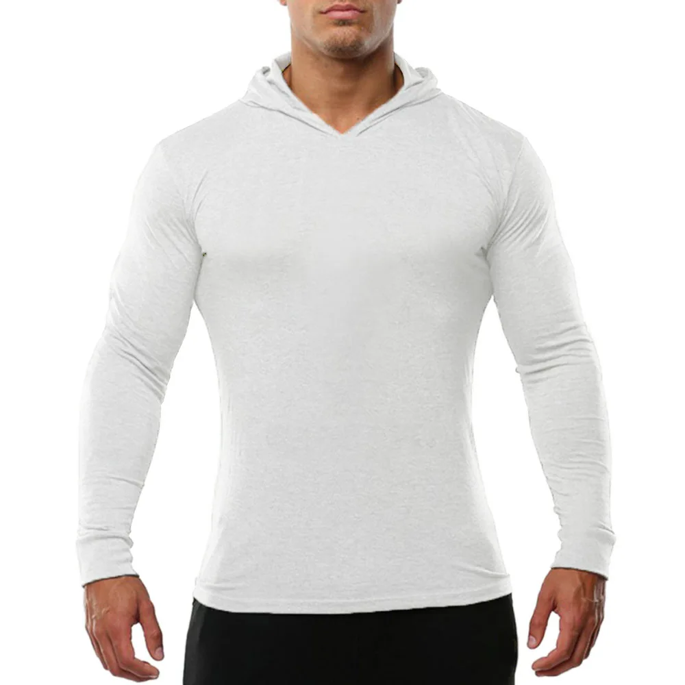 

New fashion casual fitness pure cotton men's hoodies pure color thin section sweatshirt comfort sport hoodies