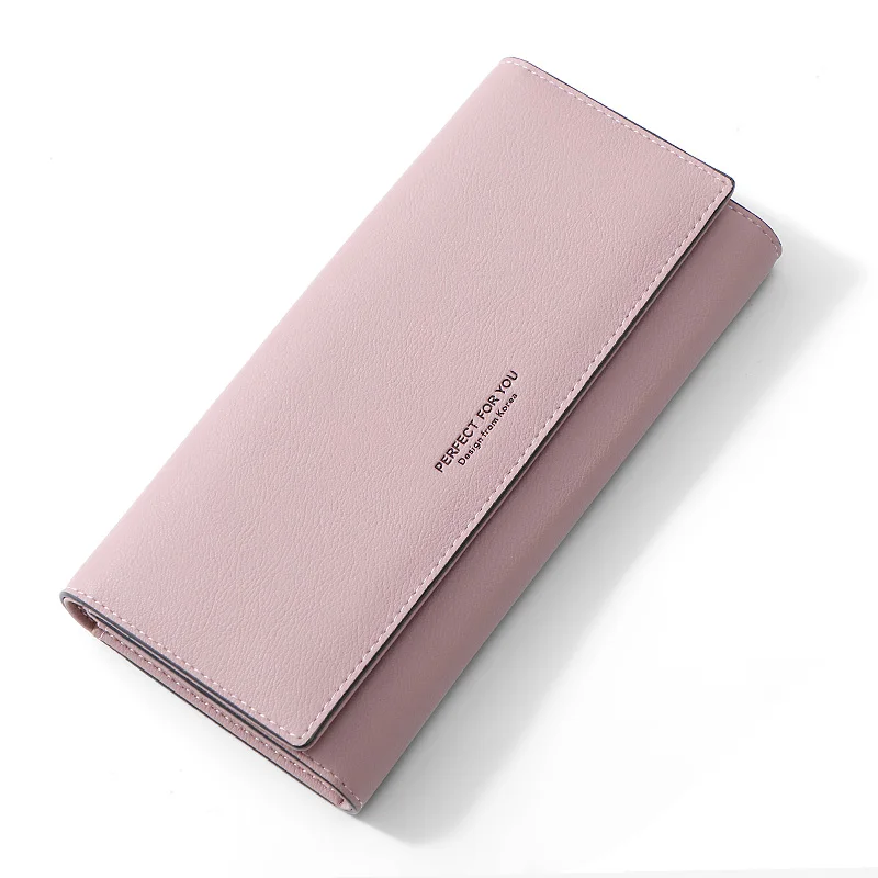 Dk Pink Модный Цветной Женский Длинный кошелек-клатч, Много отделов, карман для телефона, держатель для карт, кошелек, женский кожаный кошелек Carteras - Цвет: Dk Pink