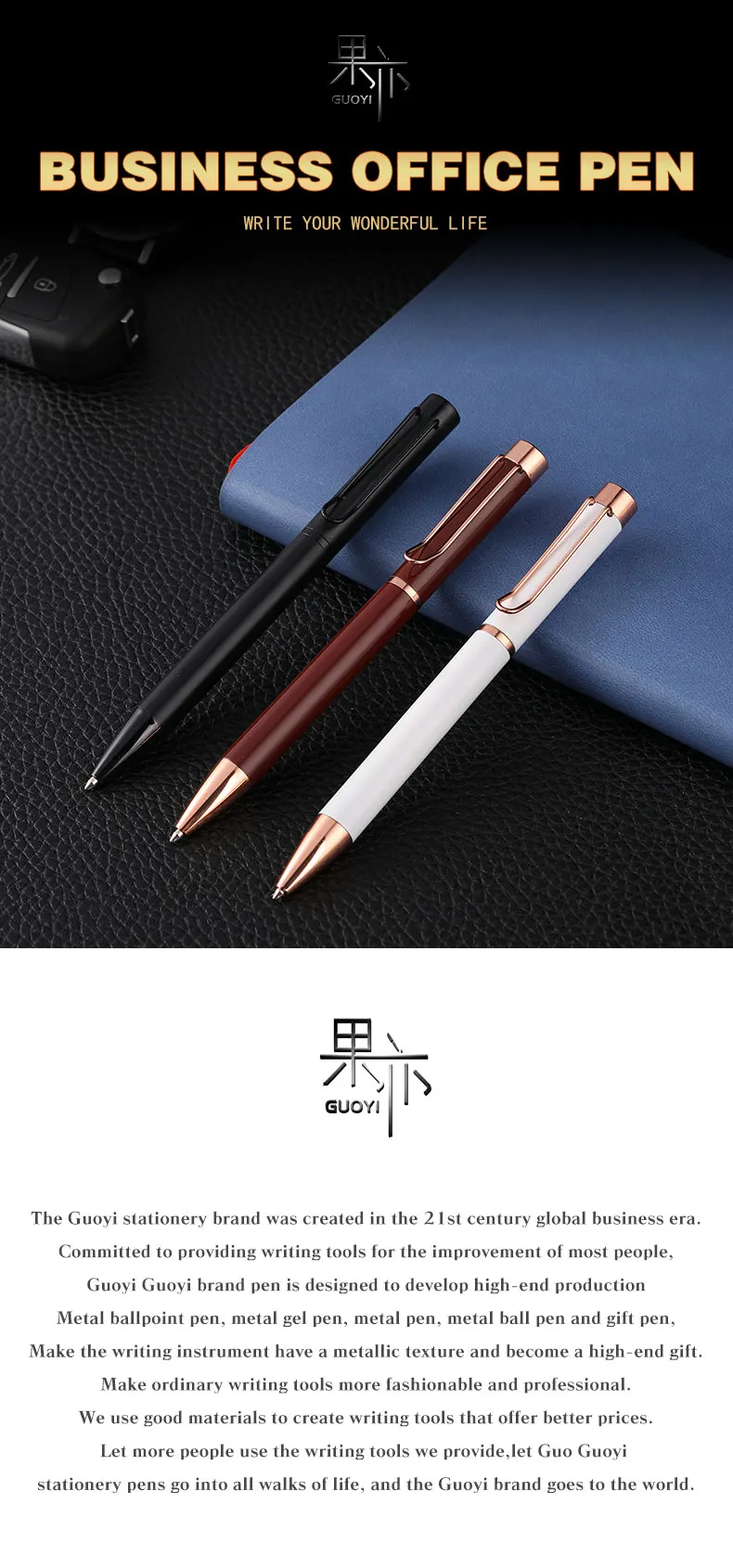 Guoyi A139, новинка, деловая металлическая Подарочная шариковая ручка, коробка, простое вращение, 0,7 мм, ручка для офиса, канцелярские принадлежности, подарок, роскошная ручка для письма в отеле