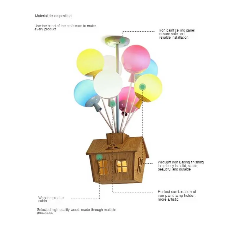 

8 heads cartoon chandelier balloon flying room chandelier children's room bedroom living room decoration modern LED chandelier