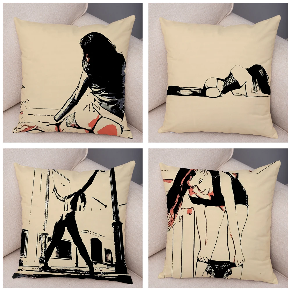 Мультипликационные эротические дамская подушка чехол декор красивая девушка