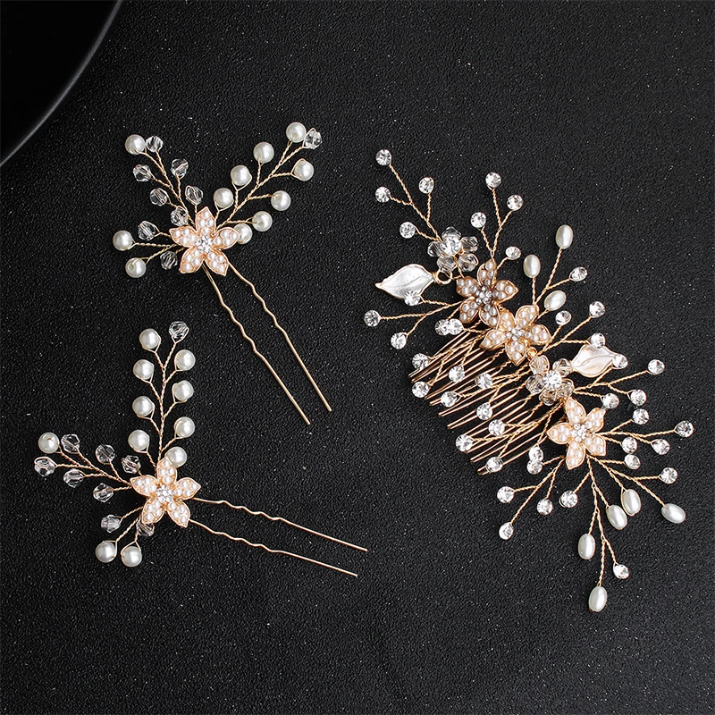 Свадебная расческа для волос Miallo с цветами и 2 шпильки свадебные украшения