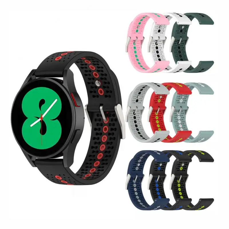 

Silicone Breathable Watchband for Samsung Watch4/Huawei watch GT2/Garmin forerunner/Most watches Color Hole Strap 20mm universal