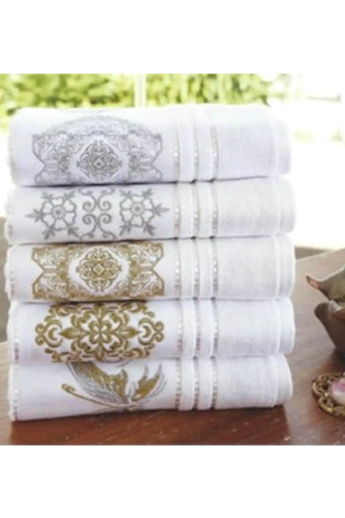 Вышитая искусственная кожа 5 шт (серебро и золото)|Полотенца для лица| |