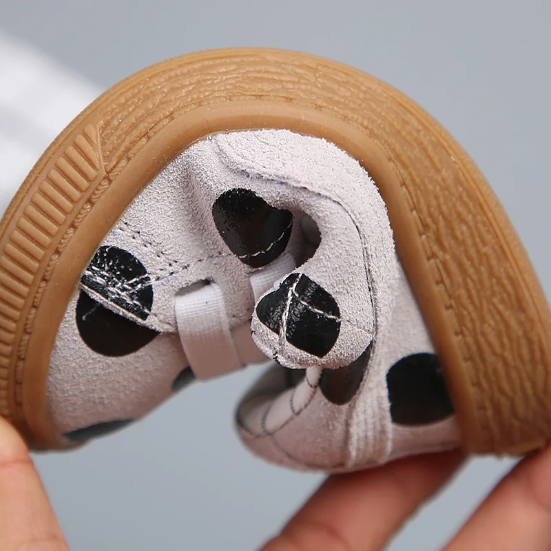 Детская повседневная кожаная обувь с волнистыми точками мягкие детские